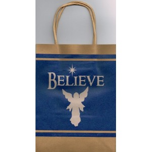 Christmas Paper Gift Bag - Believe - Angel